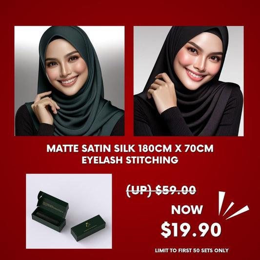 Single Shawl Matte Satin Silk Eyelash Stitching- Class Black